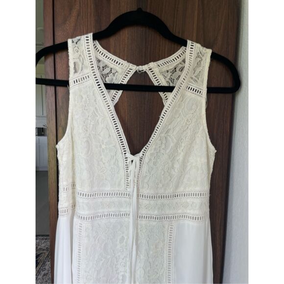 Altard State Maxi‎ Dress Women M White Boho Lace Bridal Bridesmaid Backless - Picture 2 of 15